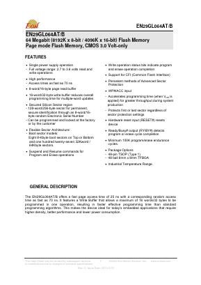EN29GL064ATB Datasheet PDF Eon Silicon Solution Inc.