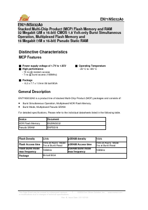 EN71NS032A0 Datasheet PDF Eon Silicon Solution Inc.