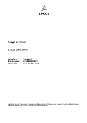 B88069X7580B502 Datasheet PDF EPCOS AG