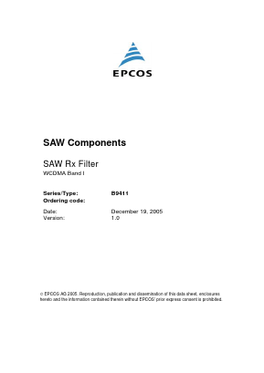B9411 Datasheet PDF EPCOS AG