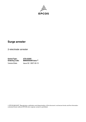 B88069X6961C102 Datasheet PDF EPCOS AG