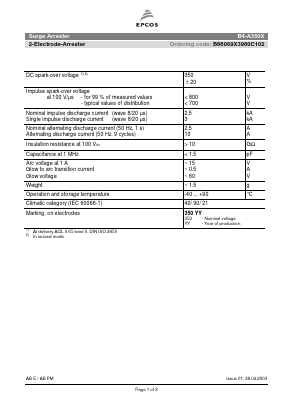 B88069X3980C102 Datasheet PDF EPCOS AG