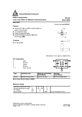 B4122 Datasheet PDF EPCOS AG