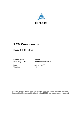 B39162B7763C811 Datasheet PDF EPCOS AG