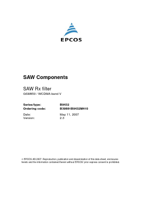 B9432 Datasheet PDF EPCOS AG