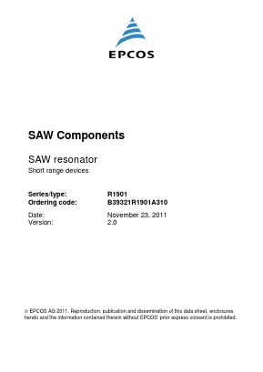 R1901 Datasheet PDF EPCOS AG