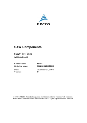 B9414 Datasheet PDF EPCOS AG