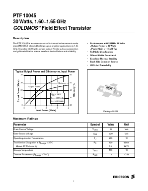 PTF10045 Datasheet PDF Ericsson 