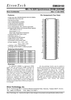 EM658160 Datasheet PDF Etron Technology