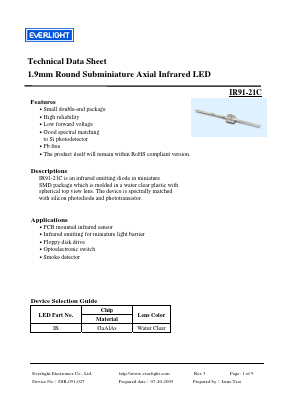 IR91-21C Datasheet PDF EVERLIGHT