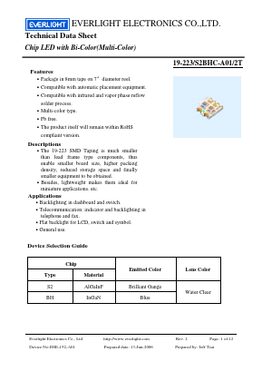 19-223-S2BHC-A01-2T Datasheet PDF EVERLIGHT