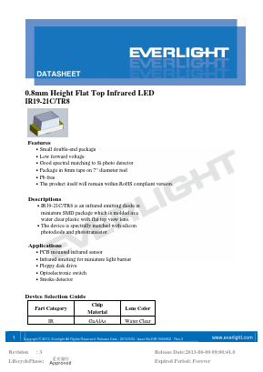 IR19-21C-TR8 Datasheet PDF EVERLIGHT