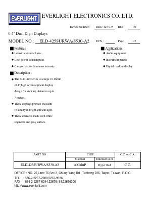 ELD-425SURWA Datasheet PDF EVERLIGHT