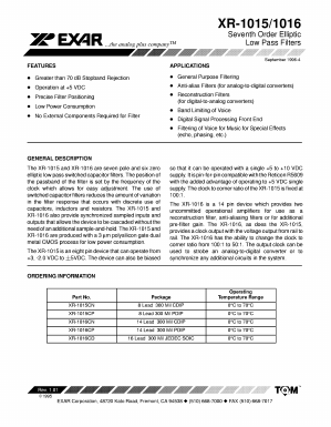 XR-1016CP Datasheet PDF Exar Corporation