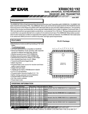 XR88C92IP Datasheet PDF Exar Corporation