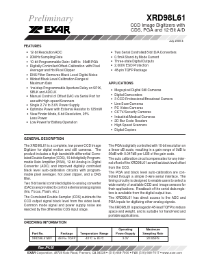 XRD98L61 Datasheet PDF Exar Corporation