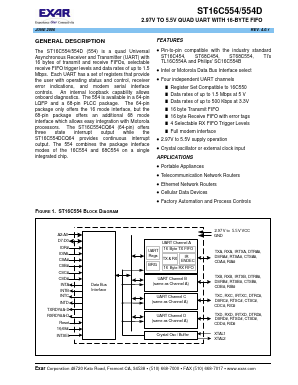 ST16C554 Datasheet PDF Exar Corporation