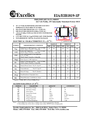 EIB1819-1P Datasheet PDF Excelics Semiconductor, Inc.