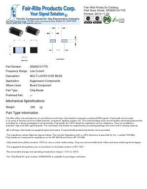 2506031017Y0 Datasheet PDF Fair-Rite Products Corp.