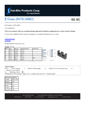 9478116002 Datasheet PDF Fair-Rite Products Corp.