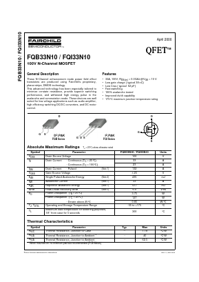 FQB33N10 Datasheet PDF Fairchild Semiconductor