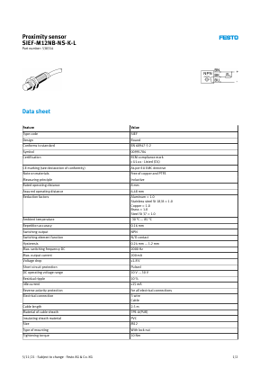 SIEF-M12NB-NS-K-L Datasheet PDF Festo Corporation.