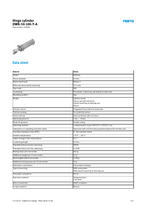 DWB-50-100-Y-A Datasheet PDF Festo Corporation.