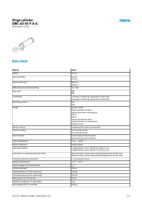 DWC-63-50-Y-A-G Datasheet PDF Festo Corporation.