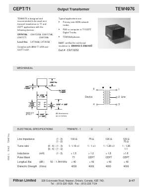 TEW4976-2 Datasheet PDF Filtran LTD