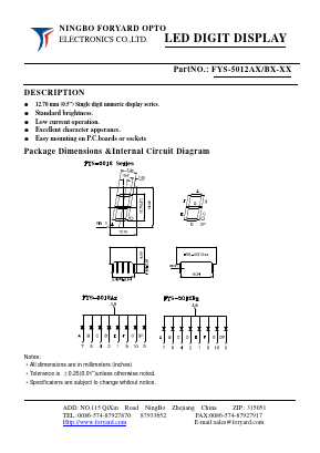 FYS-5012AX-0 Datasheet PDF Ningbo Foryard Optoelectronics Co., Ltd.