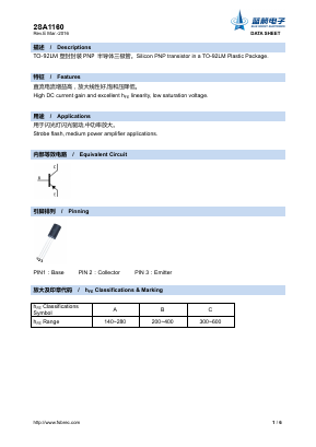 2SA1160 Datasheet PDF Foshan Blue Rocket Electronics Co.,Ltd.