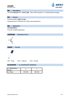 2SA966 Datasheet PDF Foshan Blue Rocket Electronics Co.,Ltd.