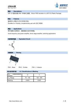 2SA562M Datasheet PDF Foshan Blue Rocket Electronics Co.,Ltd.