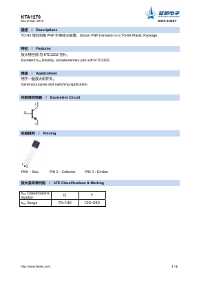 KTA1270 Datasheet PDF Foshan Blue Rocket Electronics Co.,Ltd.