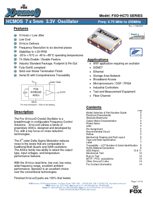FXO-HC736R-20 Datasheet PDF Fox Electronics