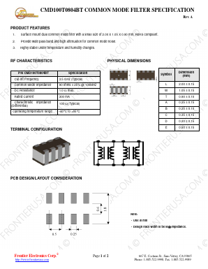 CMD100T0804BT Datasheet PDF Frontier Electronics.
