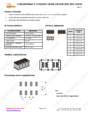CMD100T0804CT Datasheet PDF Frontier Electronics.