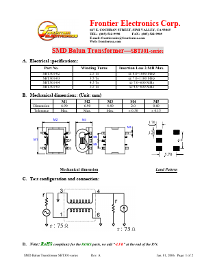 SBT301-03-LFR Datasheet PDF Frontier Electronics.