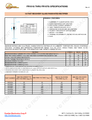 FR105G Datasheet PDF Frontier Electronics.