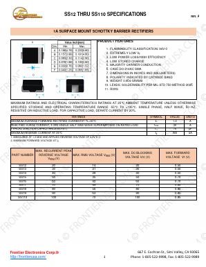 SS16 Datasheet PDF Frontier Electronics.