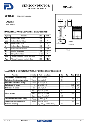 MPSA42 Datasheet PDF First Silicon Co., Ltd