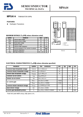 MPSA14 Datasheet PDF First Silicon Co., Ltd