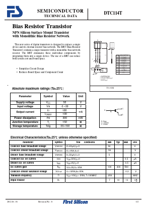 DTC114T Datasheet PDF First Silicon Co., Ltd