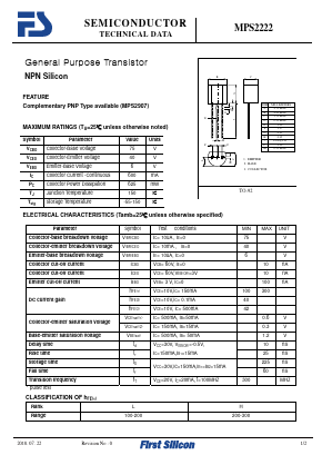 MPS2222 Datasheet PDF First Silicon Co., Ltd