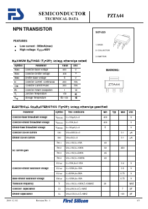 PZTA44 Datasheet PDF First Silicon Co., Ltd