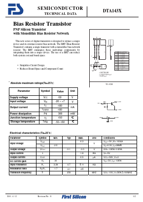 DTA143X Datasheet PDF First Silicon Co., Ltd