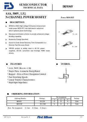 IRF830 Datasheet PDF First Silicon Co., Ltd