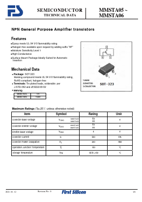 MMSTA06 Datasheet PDF First Silicon Co., Ltd