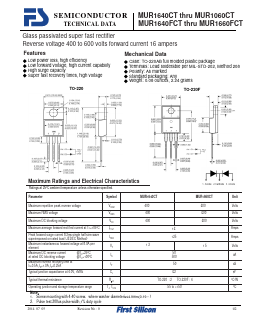 MUR1640CT Datasheet PDF First Silicon Co., Ltd
