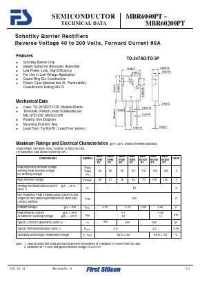 MBR6050PT Datasheet PDF First Silicon Co., Ltd